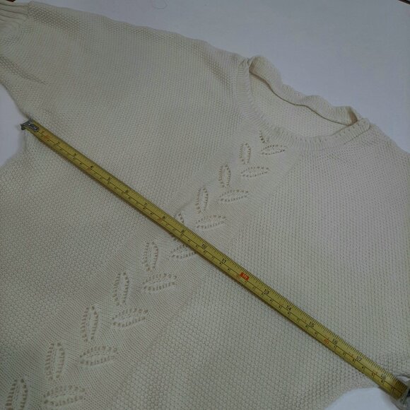 Rare handmade vintage quiet luxury knit short sleeve ivory sweater - Picture 15 of 16